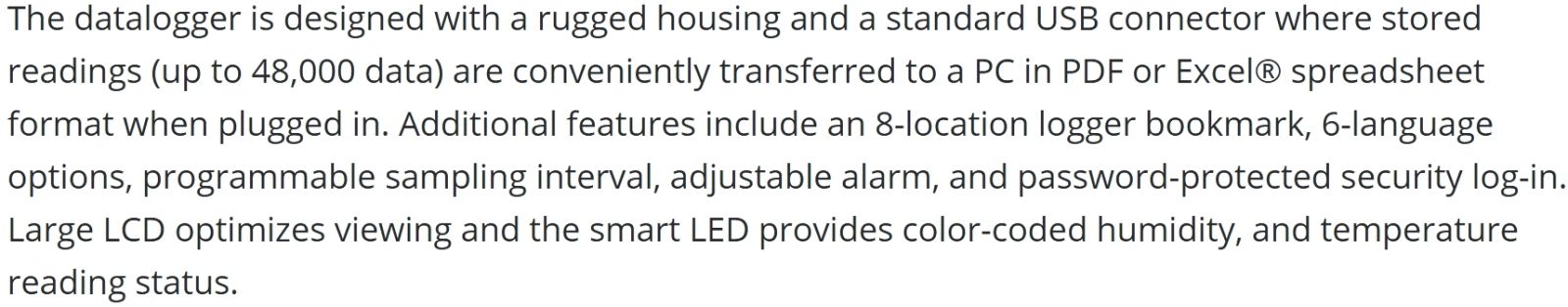 אוגר נתונים טמפרטורה EXTECH USB DATA LOGGER RTH30 48000